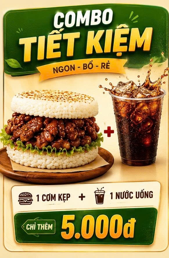 COMBO TIẾT KIỆM - 1 Cơm kẹp + 1 Nước uống chỉ thêm 5.000đ